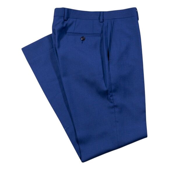 Jos. A. Bank Mens Dress Pants Blue 100% Wool Straight Flat Front Trousers 31x31